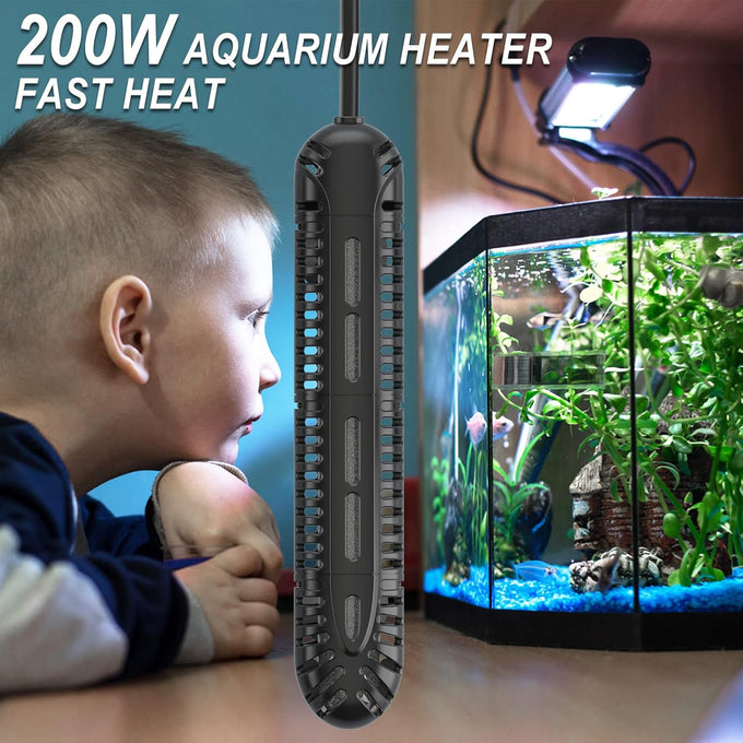 HiTauing 200W submersible aquarium heater with LED display for 20-40 gallon fish tanks