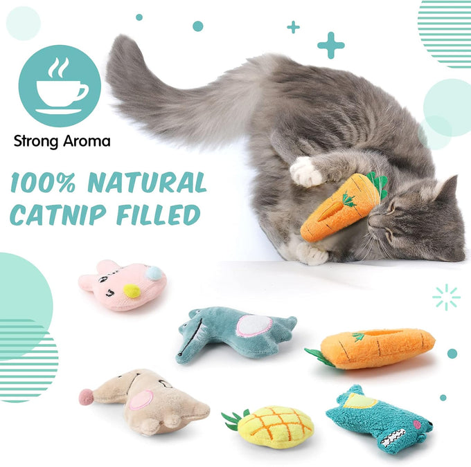 gejoy 20 pack catnip toys for indoor cats plush kitten chew toys catnip interactive safe