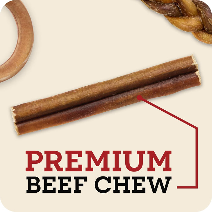 Redbarn Pet Products 5"-8" Braided Bully Sticks for Small & Large Dogs - Single Ingredient Low Odor Rawhide Free - 8 oz Bag