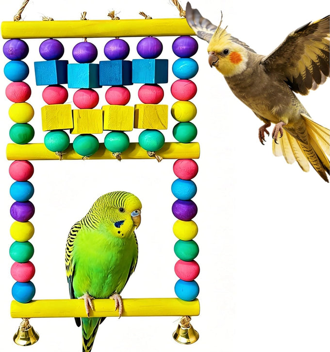 Plant-style parrot toy with sisal-wrapped perch for parakeets, cockatiels, and conures - natural pine swing