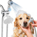 Gentle Pet Shower Attachment with One-Button Pause, 2-Mode Mini Pet Shower Head for Nervous Dogs and Cats, 98'' Long Hose