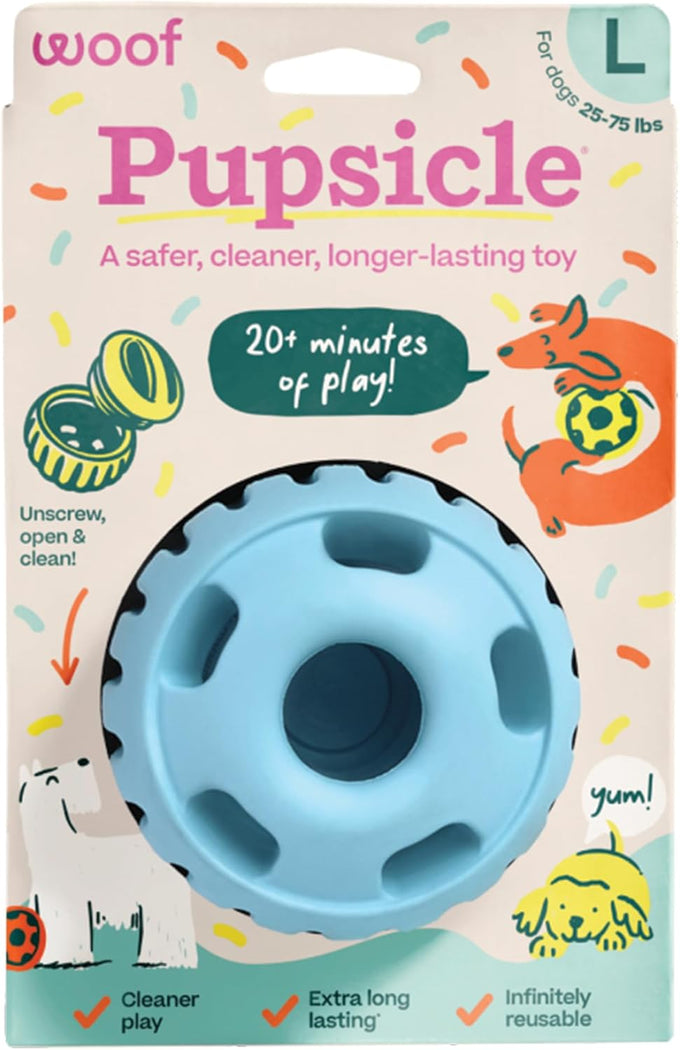woof pupsicle long-lasting interactive dog ball toy for medium and large dogs 25-75 lbs