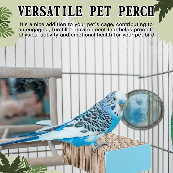 Skyygemm 2-piece bird perch for macaws, parakeets, conures, budgies, finches, and cockatiels with robust corrugated paper