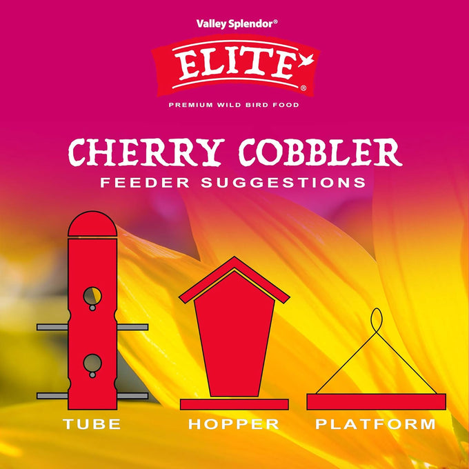 Cherry Cobbler Premium Bird Feed Blend with Sunflower Kernels, Peanuts, and Safflower Seeds for Attracting Multiple Bird Species