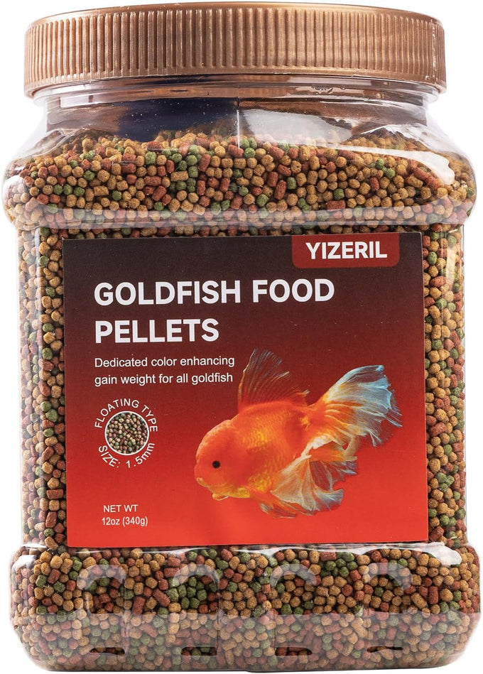 Floating Goldfish Food Pellets with Natural Antarctic Krill & Spirulina, Promotes Growth and Clear Water Formula, 12oz