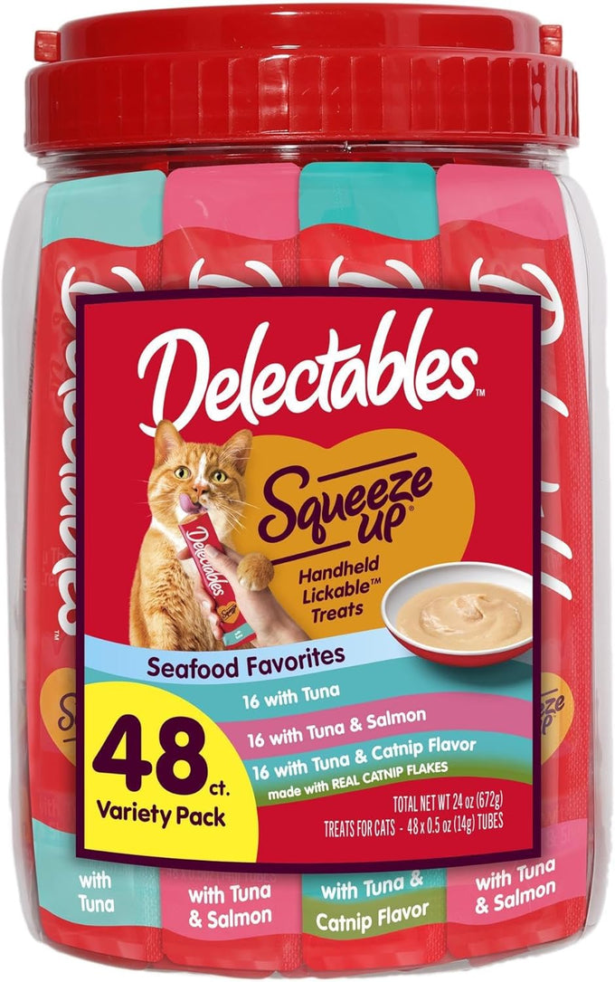 Delectables squeeze up tuna with salmon and catnip, 48 tubes, 0.5 oz, grain-free, no added fillers