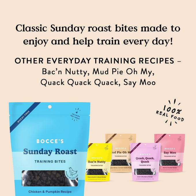 Bocce's Bakery Wheat-Free Chicken & Pumpkin Sunday Roast Dog Training Treats, 6 oz, All-Natural, USA Made