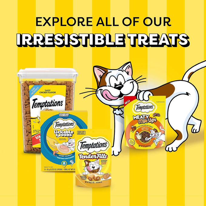 Temptations lickable cat treats, variety pack, 24 spoons, soft, adult wet, mess-free puree