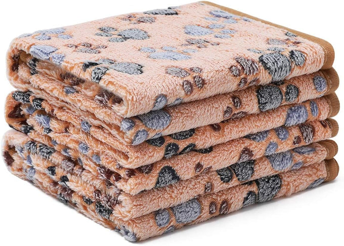 luciphia 1 pack 3 small 23x16 inch super soft fluffy premium fleece pet blank blanket flannel throw brown/pink/white
