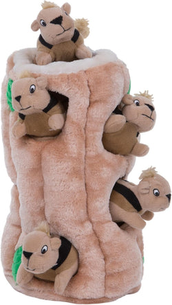 Outward Hound Hide-A-Squirrel 2-in-1 Plush Puzzle Dog Toy with 6 Squeaky Removable Squirrels, X-Large