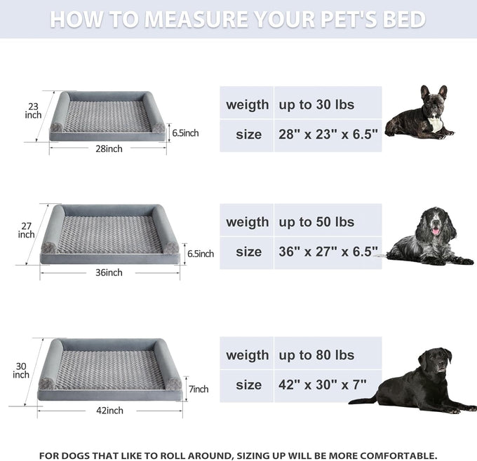 Bfpethome orthopedic dog bed for large dogs, 36x27 inches, waterproof couch pet bed with removable cover