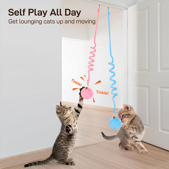 Potaroma 3-piece Fluffy Cat Catnip Ball Toys with Bell for Indoor Kittens and Adult Cats