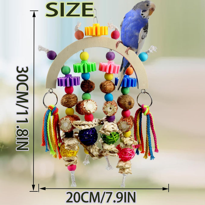 Natural Corncob Wood & Mango Chew Toys for African Grey Parrots, Small Parrots, Parakeets