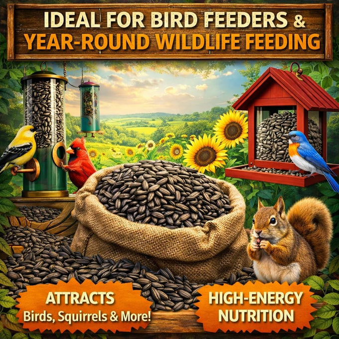 Office Roast Premium Black Sunflower Seeds 2 LB Bulk Pack for Backyard Bird Feeders High-Energy Songbird Food
