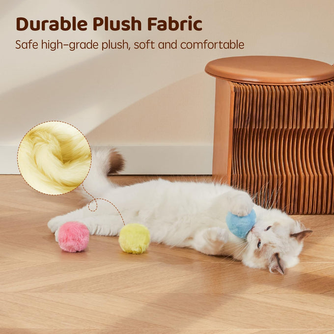 Potaroma 3-Pack Fluffy SilverVine Catnip Interactive Cat Kicker Balls with 3 Lifelike Animal Sounds