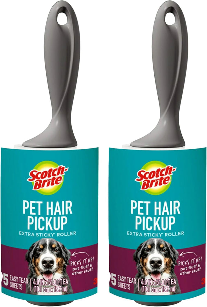 scotch-brite pet hair pickup extra sticky lint roller, 1 pack, 95 adhesive sheets
