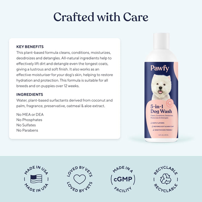 pawfy dog shampoo and conditioner for itchy skin relief with coconut oatmeal and aloe vera for sensitive skin