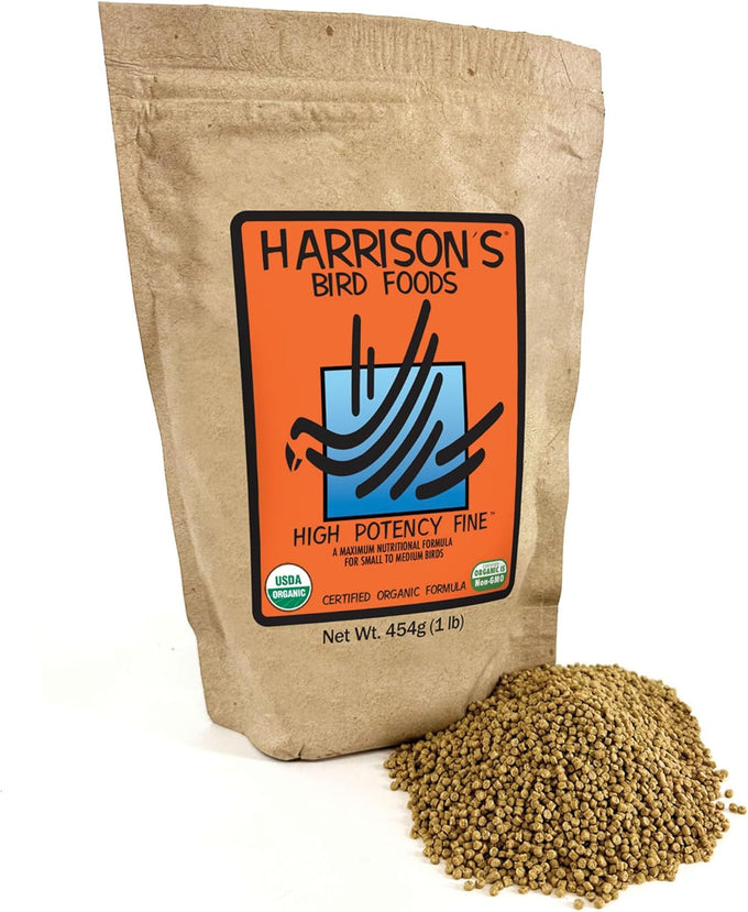 Harrison's Certified Organic High Potency Fine Bird Pellets for Small to Medium Birds 1lb