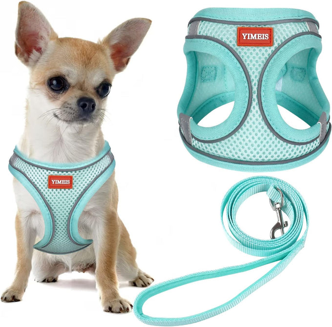 Yimeis No Pull Soft Mesh Pet Harness and Leash Set for Small Medium Large Dogs and Cats, Pink, X-Small