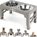 Jovrun elevated dog bowls for medium large size dogs, non-slip feeder with 2 food water bowls, 5 heights adjustable raised bowls stand