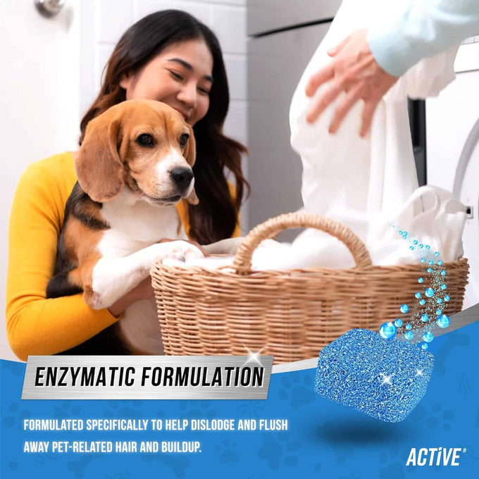 ACTIVE Pet Hair Remover Washing Machine Cleaner for Pet Owners, 24 Septic-Safe Tablets, 1 Year Supply