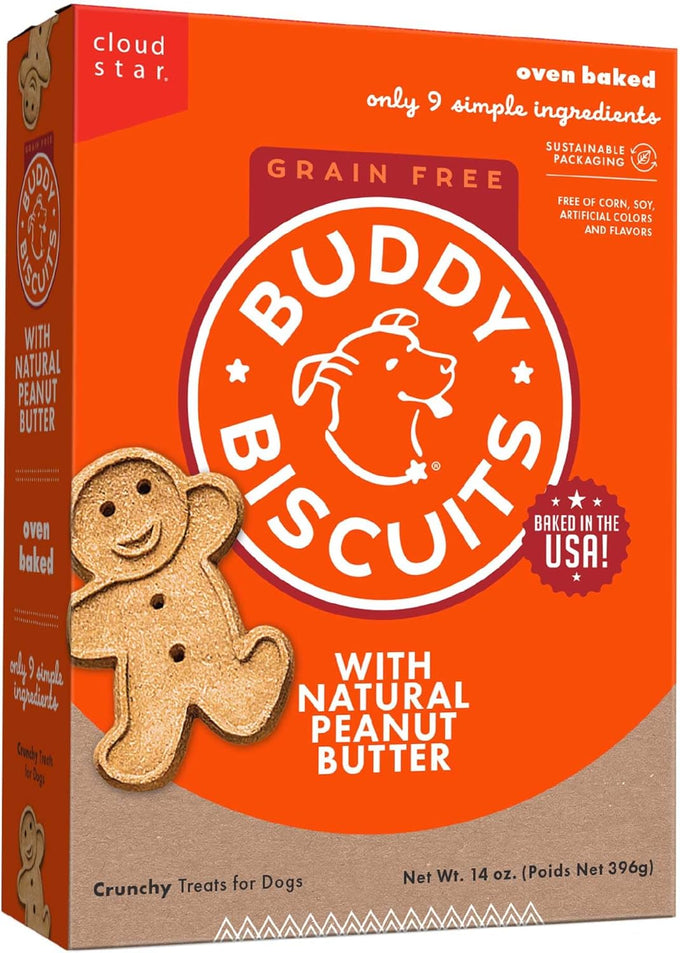 buddy biscuits grain free crunchy treats with peanut butter 14 oz adult dog