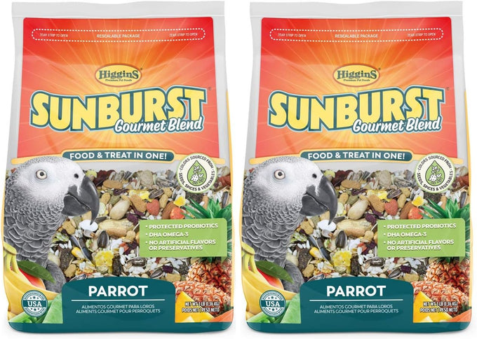 Higgins Sunburst Gourmet Blend Parrot Food 3 lbs pack of 2, nutrition-rich for colorful birds