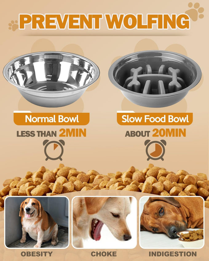 Jovrun elevated dog bowls for medium large size dogs, non-slip feeder with 2 food water bowls, 5 heights adjustable raised bowls stand