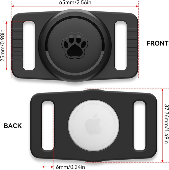 GOCII waterproof dog collar holder 2-pack for Apple AirTag Gen 1 & 2, black silicone case