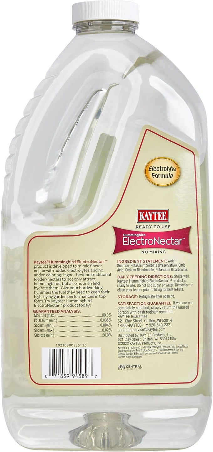 Kaytee 64-Ounce ElectroNectar Ready-to-Use Hummingbird Nectar Attracts and Nourishes Wild Birds