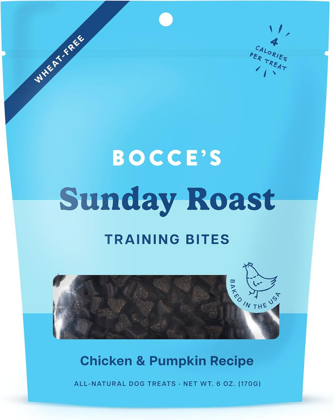 Bocce's Bakery Wheat-Free Chicken & Pumpkin Sunday Roast Dog Training Treats, 6 oz, All-Natural, USA Made