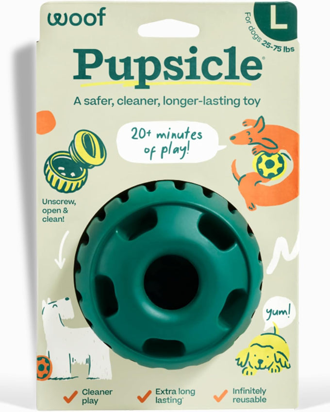woof pupsicle long-lasting interactive dog ball toy for medium and large dogs 25-75 lbs