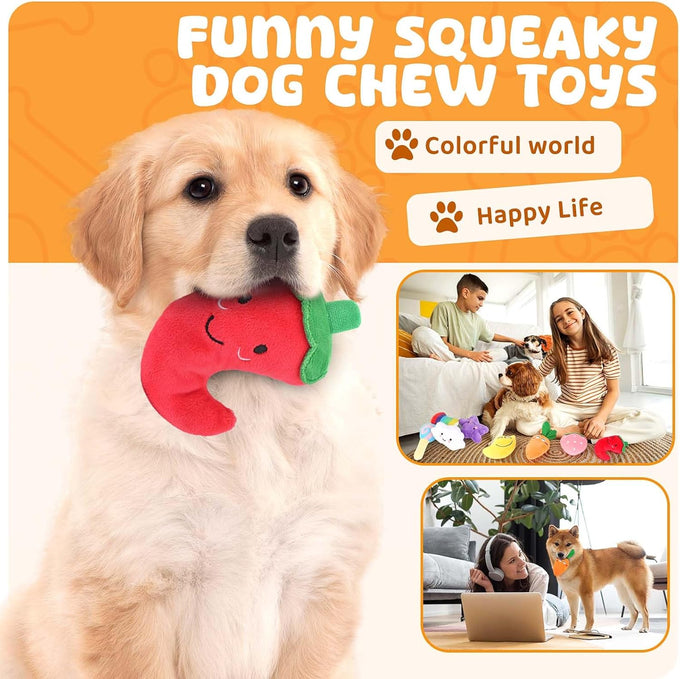 loyee dog squeaky toys 8 pack plush puppy chew set for medium small dogs pet supplies
