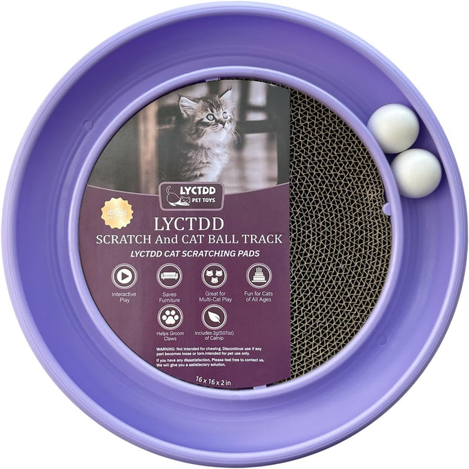 lyctdd Interactive Blue Cat Ball Track Toy with Scratching Board & Exercise Set for Indoor Cats and Kittens