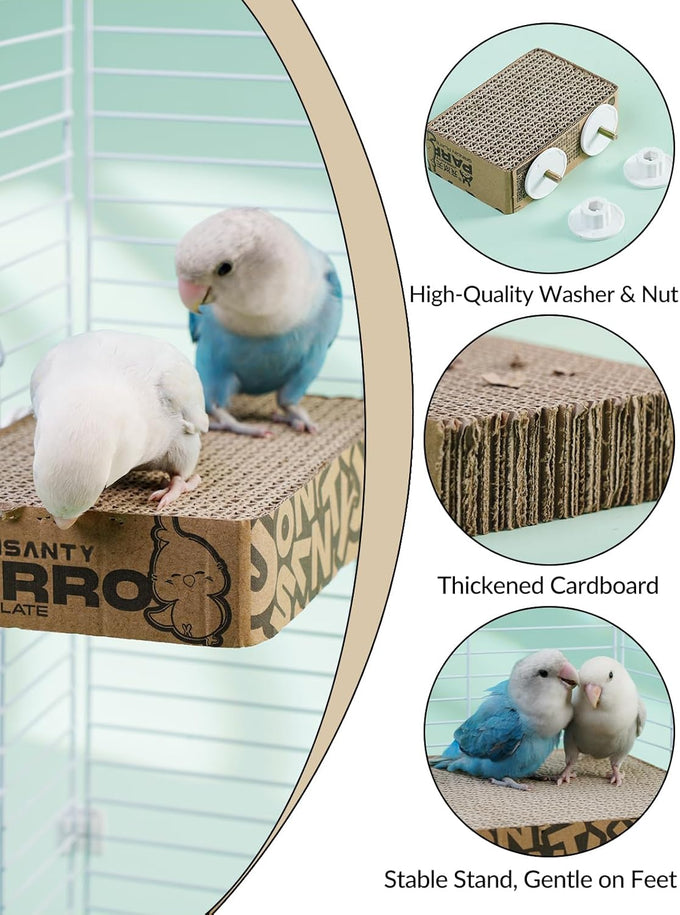 7.3 inch natural corrugated cardboard bird platform toy for parrots and small to medium-sized pet birds