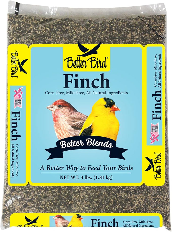 Better Bird Finch Food, 4 Lb, Attracts American Goldfinches, Purple Finches, House Finches, Corn Free, Milo Free
