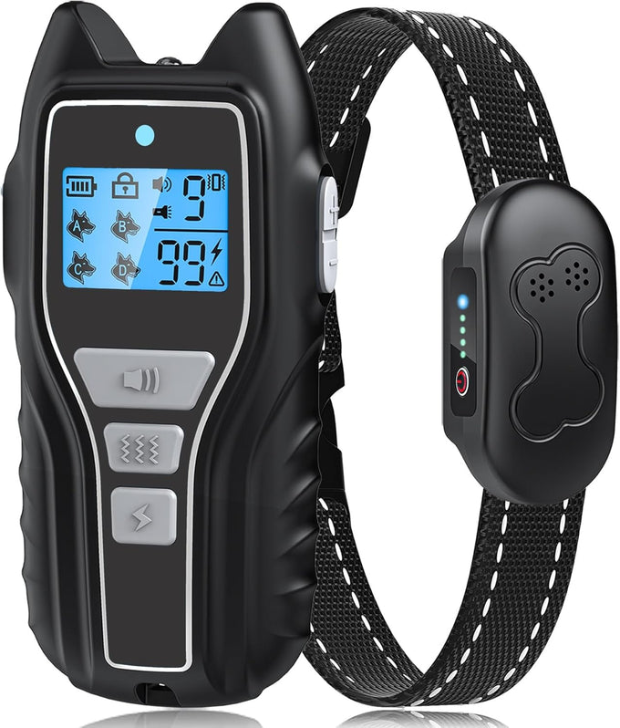 Dog training collar with remote, waterproof, adjustable control, beep and vibration modes, 2000FT range, rechargeable, fits small medium large dogs 15–120 lbs (Black)