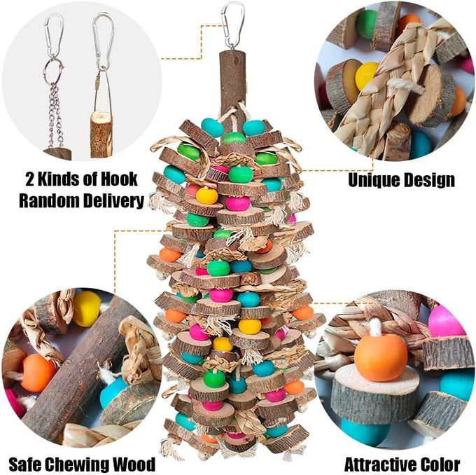 18inch multicolored wooden blocks parrot cage bite toy for macaws conures african greys
