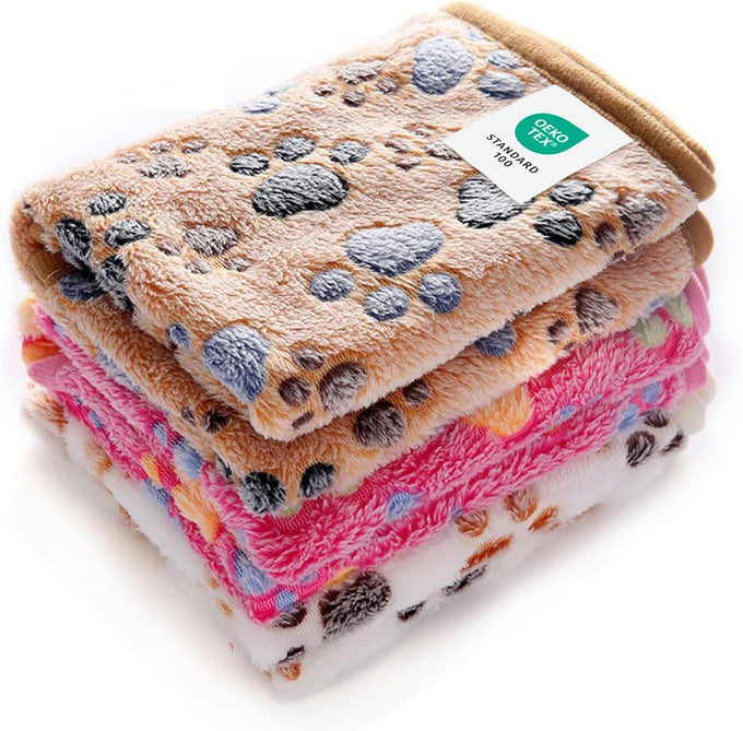 luciphia 1 pack 3 small 23x16 inch super soft fluffy premium fleece pet blank blanket flannel throw brown/pink/white