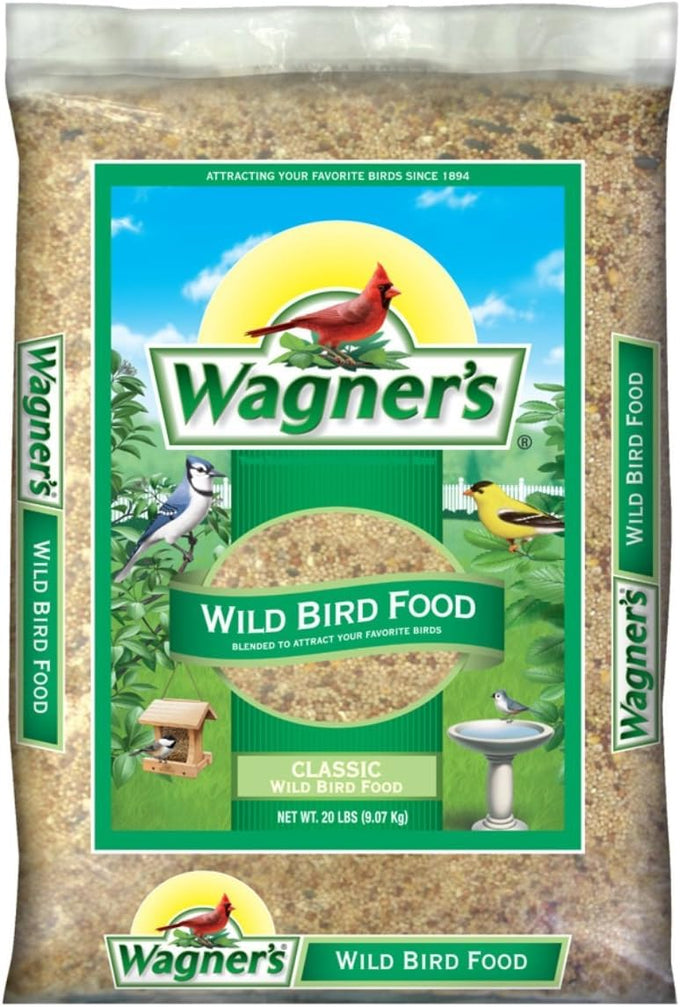 Wagner's 6-pound classic blend wild bird food bag, Millet, sunflower, and cracked corn for backyard birds
