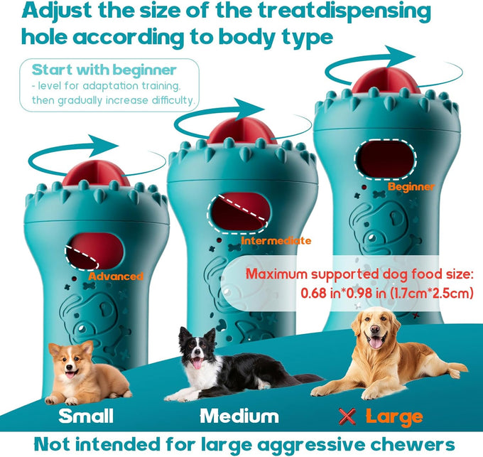 knitly rigid nylon adjustable treat dispensing dog toy for large and small breeds