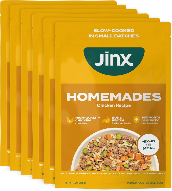 Jinx Salmon Wet Dog Food Topper, Mix with Dry Dog Food, Made with Real Salmon & Chicken, Bone Broth, No Fillers, Puppy, Adult, Senior, 9oz, 12 Pack