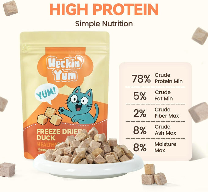 Single Ingredient Duck Bites Freeze Dried Cat Treats Grain-Free High Protein Healthy Training Snacks for Cats & Dogs 1 oz