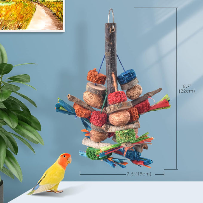 Bissap Bird Chew Toys, Natural Bark Corncob Nuts Parrot Toys for Conure Cockatoo Parakeet Budgies Cockatiel Lovebirds Pets