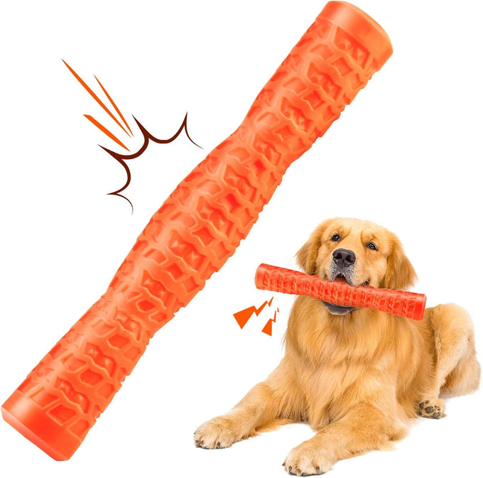 LOYEE Yellow Dog Squeaky Toy for Medium/Large Aggressive Chewers, Durable Rubber Toy for Teething
