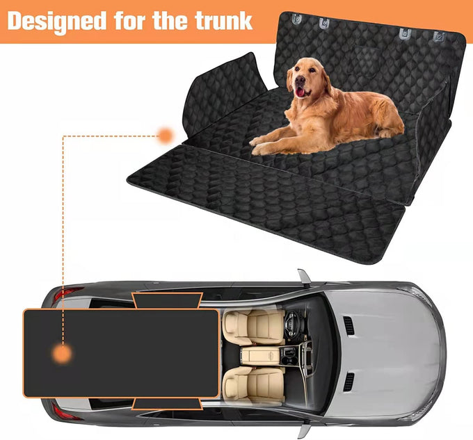 PETICON SUV cargo liner for dogs, waterproof pet cargo cover with bumper flap protector, non-slip, large universal fit, black