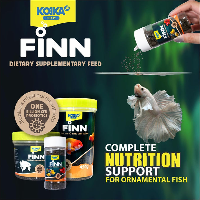 KOIKA FINN Probiotic Fish Food Pellets, 43% protein, Bacillus Probiotics, for ornamental fish, 0.4mm pellets