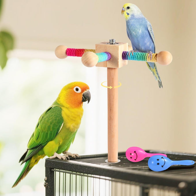 kyouki bird perch toy parakeets toy colorful sisal rope spinning stand medium size