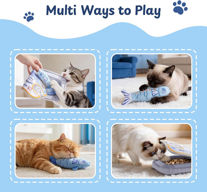 nocciola 3-pack catnip fish toys with crinkle sound for indoor kittens enrichment