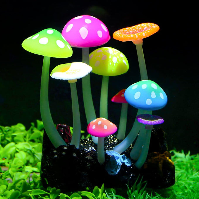 Uniclife glowing mushroom aquarium plant decoration for fish tank landscape with realistic silicone